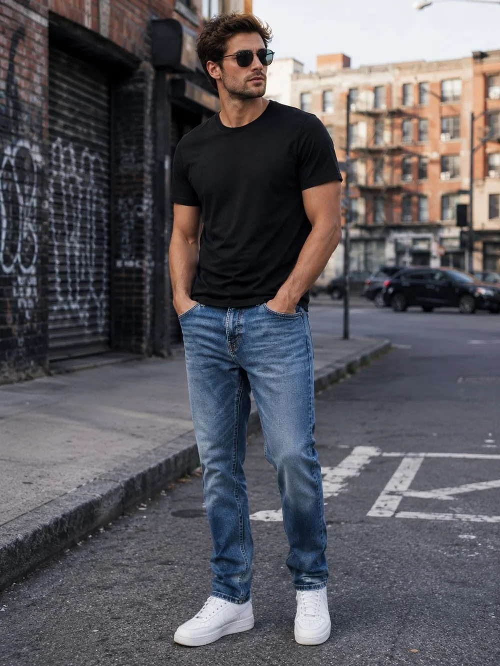 Lucky Brand Men’s Slim Straight Jeans in Light Blue Wash